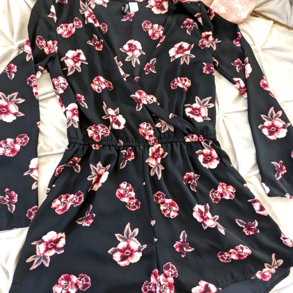H&M Black and Floral Romper